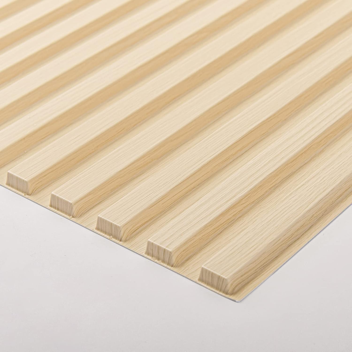 12-Pack 3D Fluted PVC Wall Panels, 19.7×19.7in – Modern Oak Design for Any Room