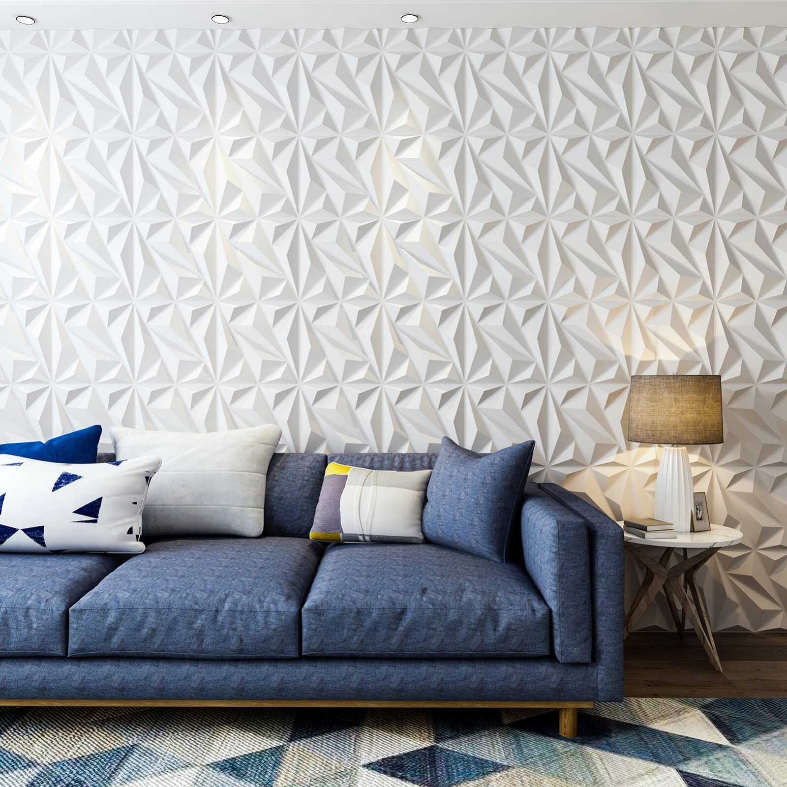 Art3d 33 Pack 3D Wall Panel Diamond for Interior Wall Décor, 12×12" Cover 32 Sq