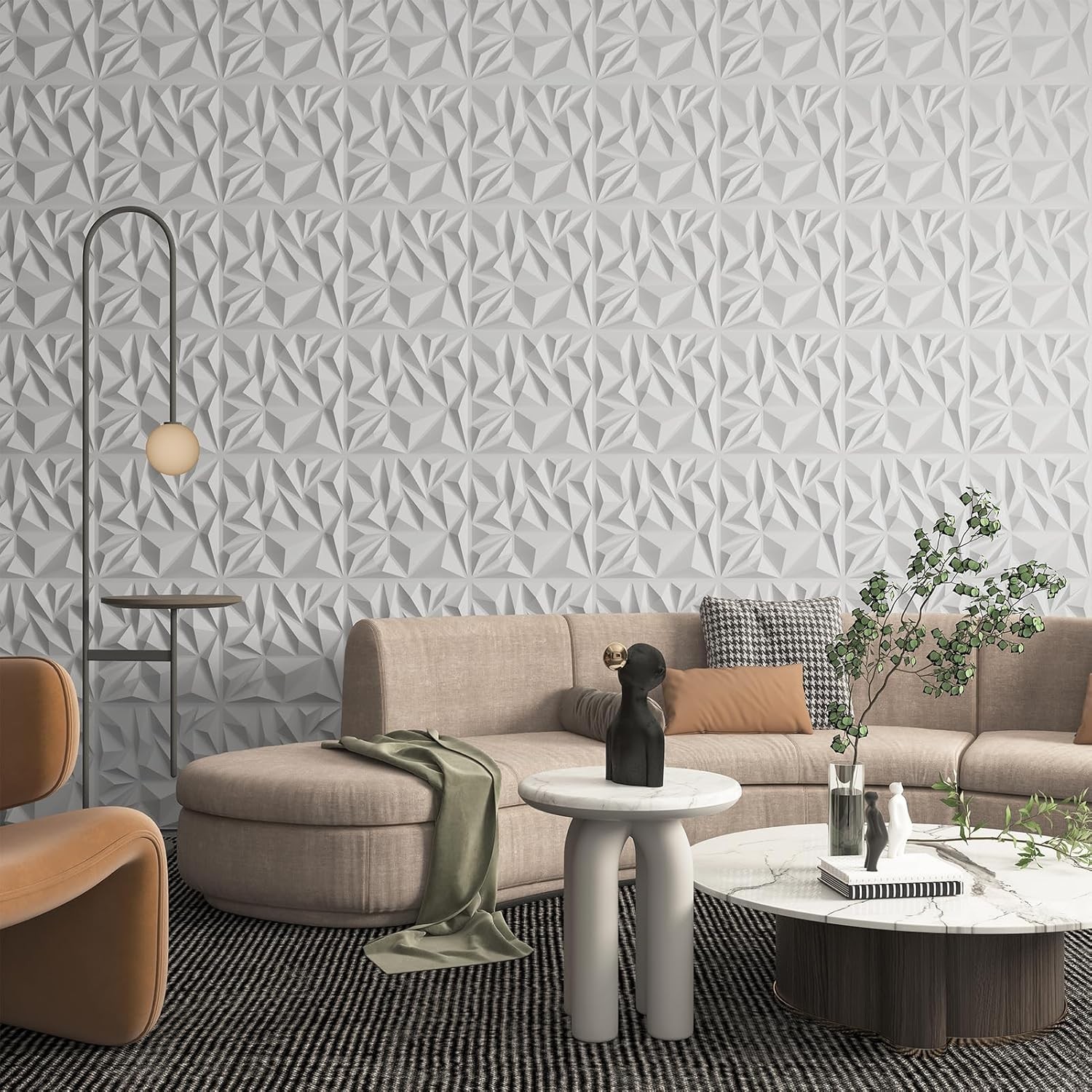 3D Wall Panels 33 Pack 12×12 PVC Textured Accent Wall Diamond Design Wall Decor