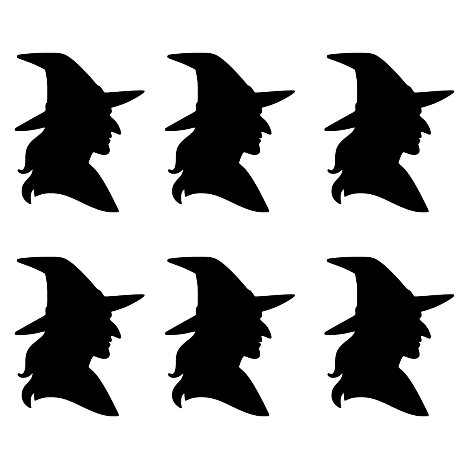 Witch Silhouette Vinyl Stickers – 6 Pack Halloween Decals, Weatherproof