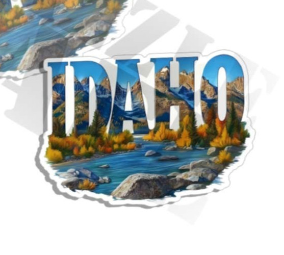 Idaho sticker vinyl decal Idaho state outline river novelty laptop sticker 2PACK