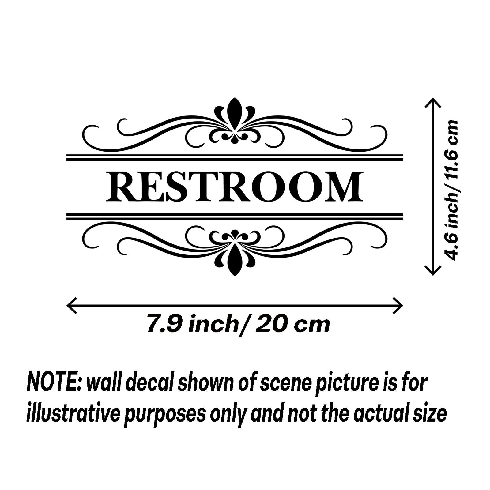 Restroom Sign Wall Decal Vinyl Stickers, Removable Cute Art Design DIY Sticke…