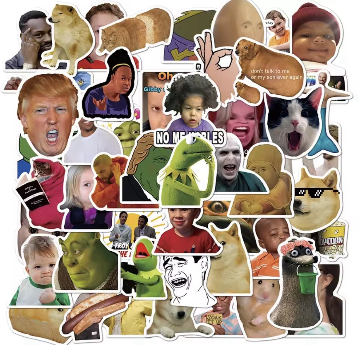 Meme Funny Style Stickers 50pk Mixed Stickers Vine Style Matte Finish Stickers