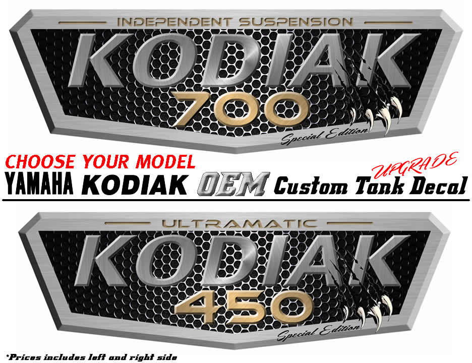 Yamaha Kodiak 400 450 700 OEM ATV Tank Decal Graphic Sticker Kit emblem 4×4