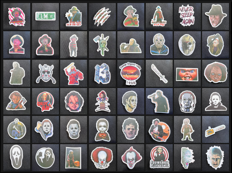 Scary Movie Halloween Thriller Stickers Friday Elm Street Chucky Leatherface