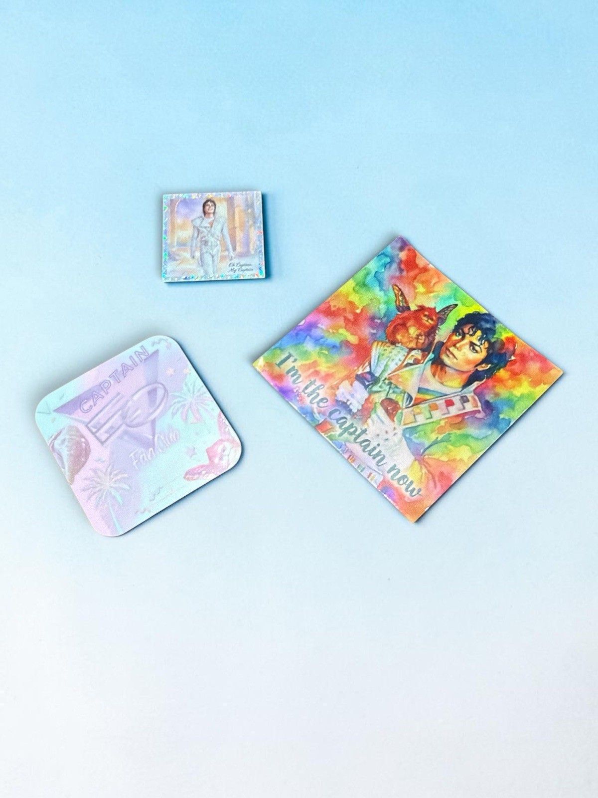 4×4, 3×3 2×2 Captain EO & Fuzzball Captain Mirror Sticker Homemade FREE SHIP