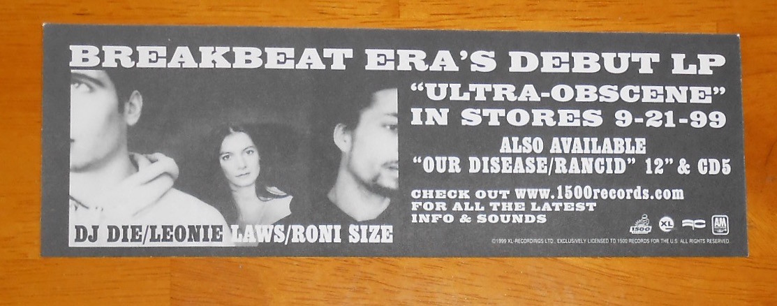 Break Beat Era Bumper Sticker Original Promo 7.5×2.5 DJ Roni Size