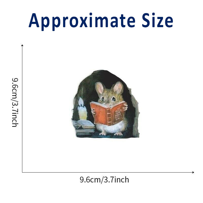 3D Wall Sticker Realistic Mouse Decal Miniature Mouse Hole Home Decoration Mural