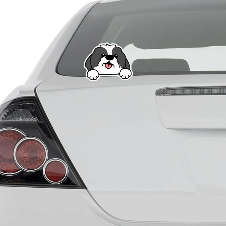 Black&White Shih Tzu Car Sticker / Dog Vinyl Car Decal Water Resistant Outdoor