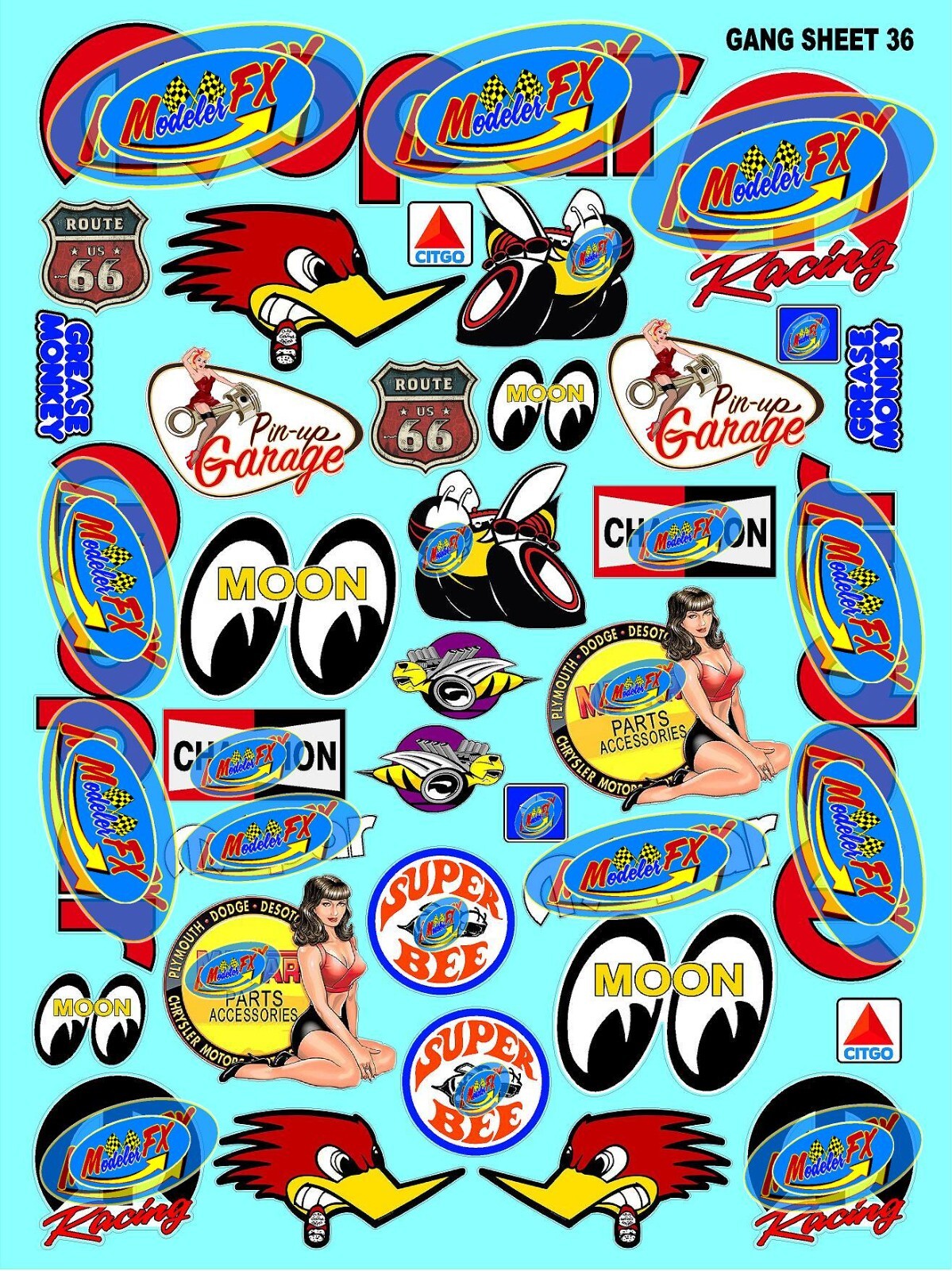 WHITE Vinyl Sticker Sheet 36-R/C MODEL Decal fits 1/10-1/16 Scale MOPARSRACING