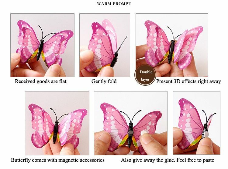 12Pcs/set 3D Butterfly Wall Sticker Butterflies Home Decoration Decor Fridge