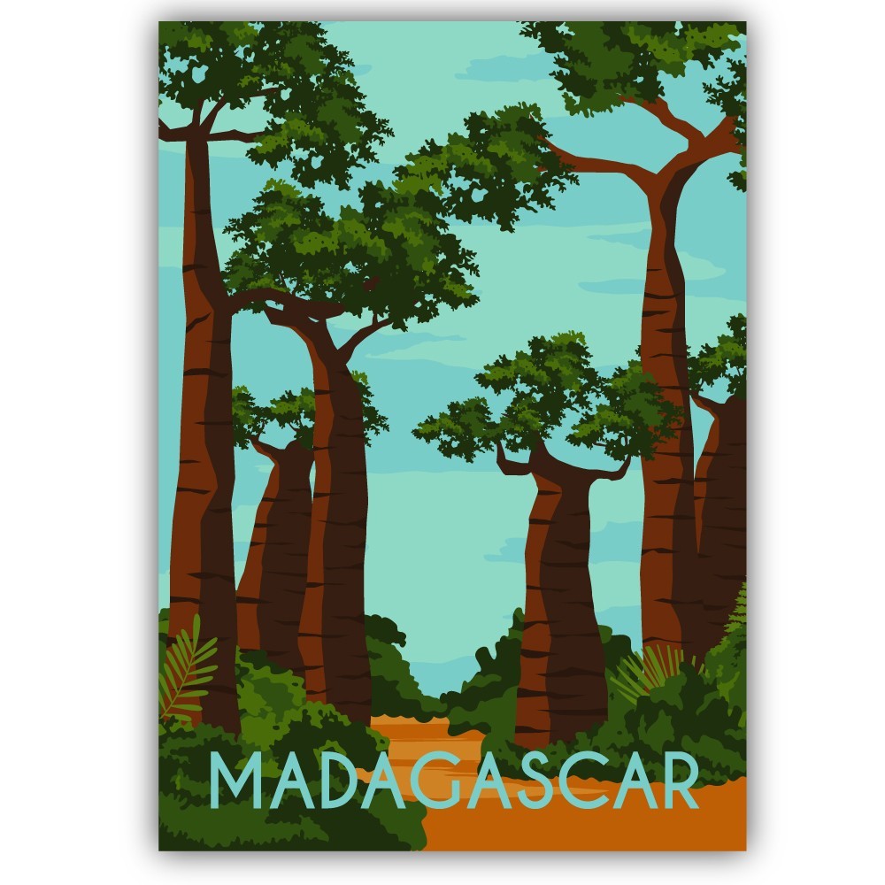 Madagascar Travel Vintage Poster Art Cut To Shape Vinyl Sticker