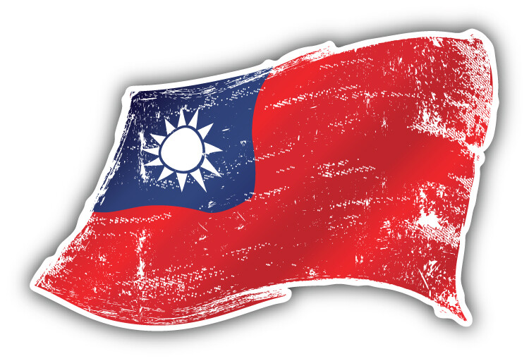 Taiwan Grunge World Flag Car Bumper Sticker Decal