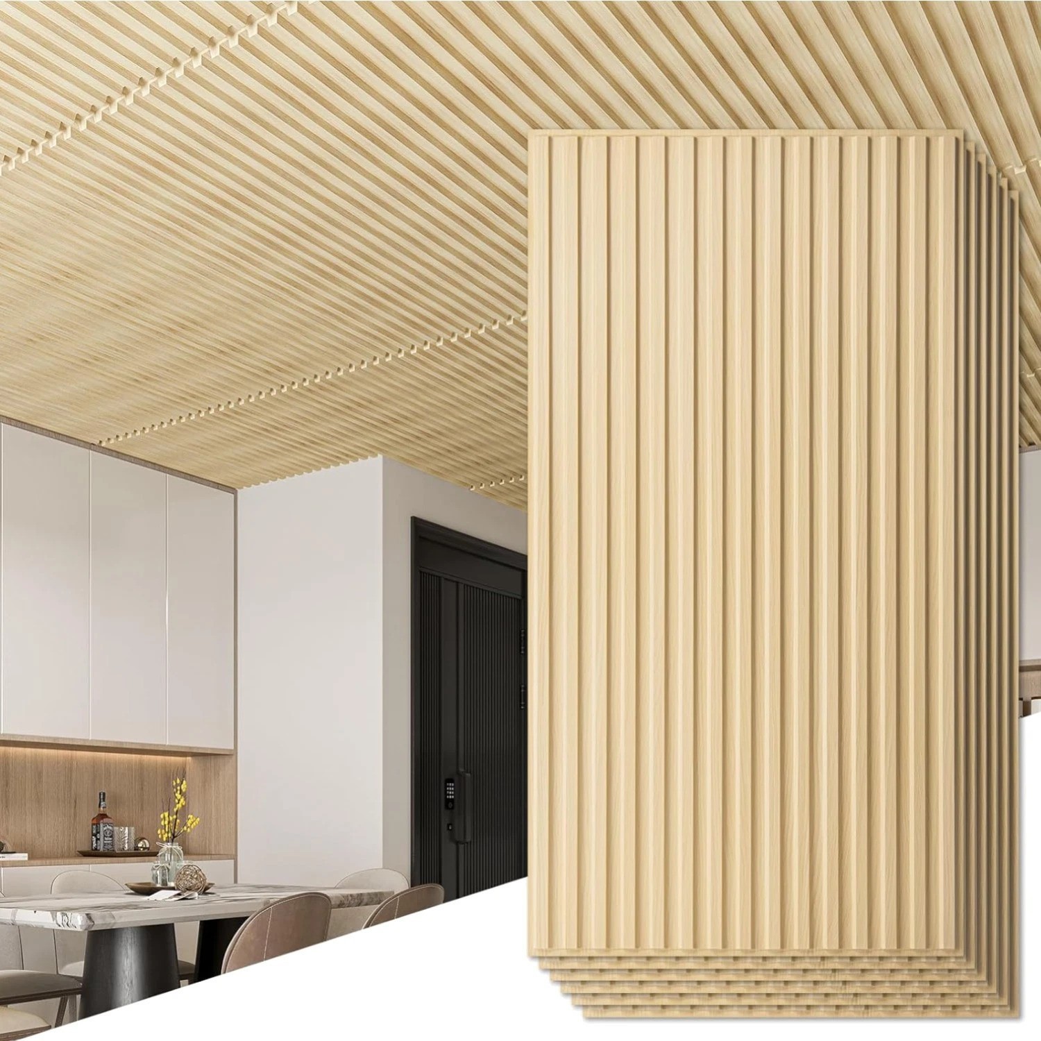 12-Pack Slat Design 3D Wall Panels for Interior Wall Decor, 2×4 FT PVC Decora…