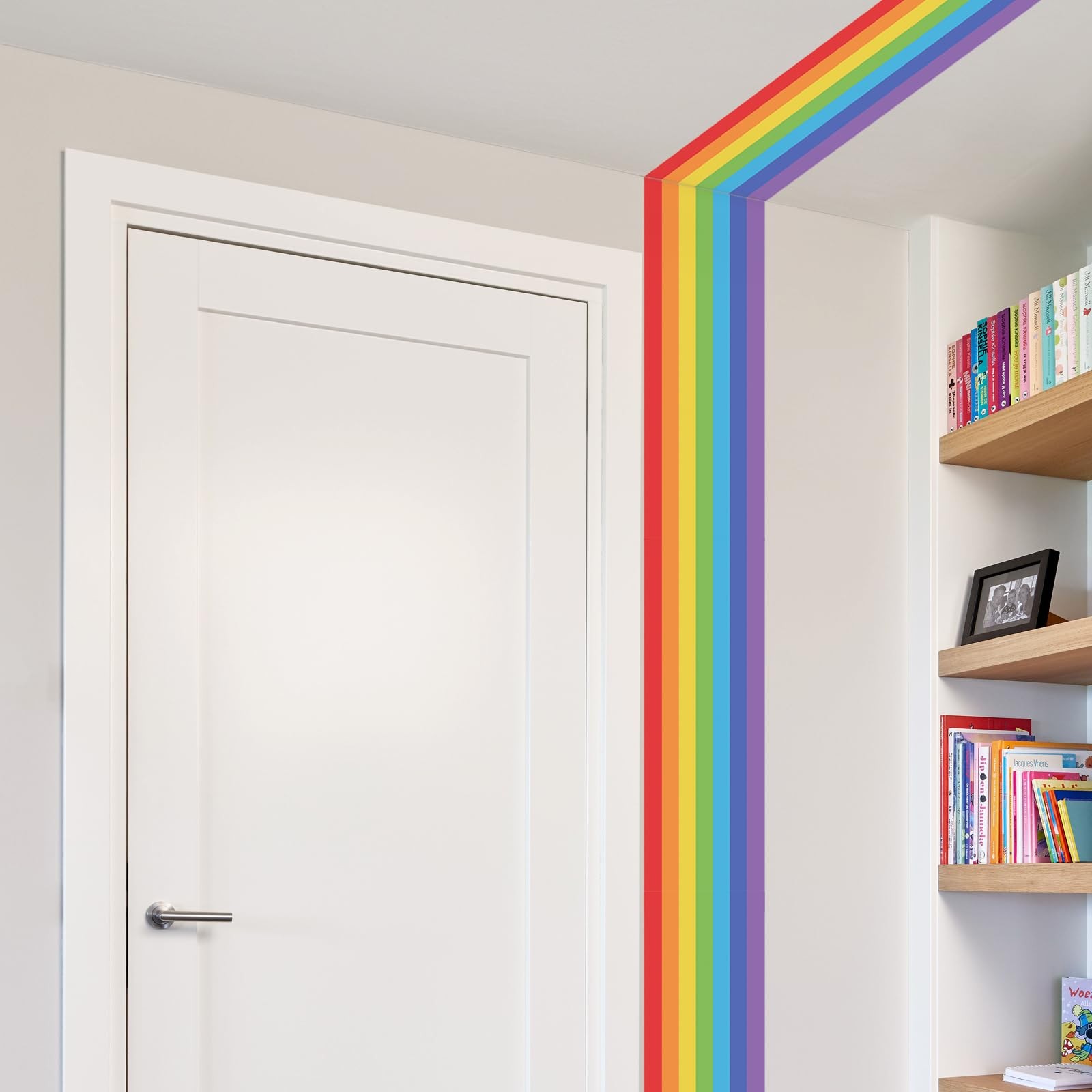Large Rainbow Wall Decals Corner Line Floor Sticker Colorful Bold Rainbow Wal…