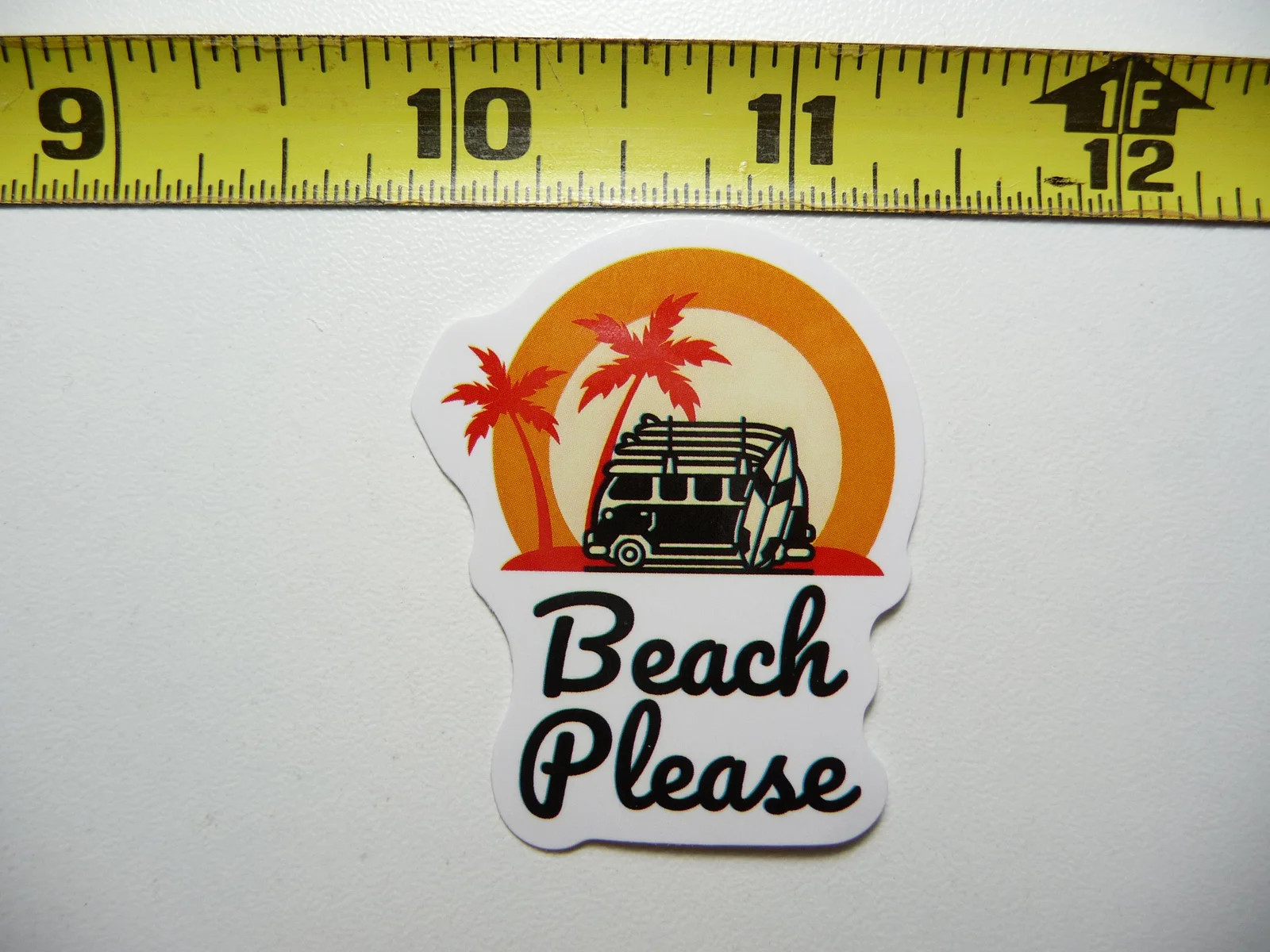 BEACH PLEASE VAN SUNSET SURF SMALL STICKER DECAL TROPIC SCENE VACATION TRIP