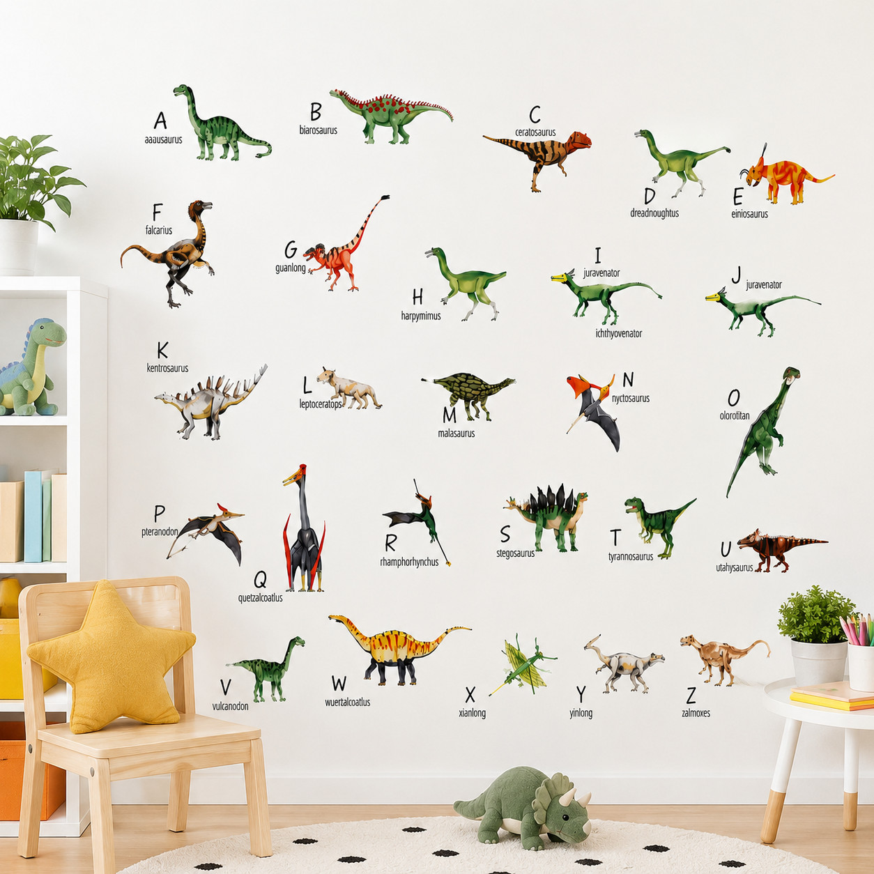 Dinosaur Alphabet Wall Stickers Kids Room Dinosaur Playroom Wall Decor Stickers