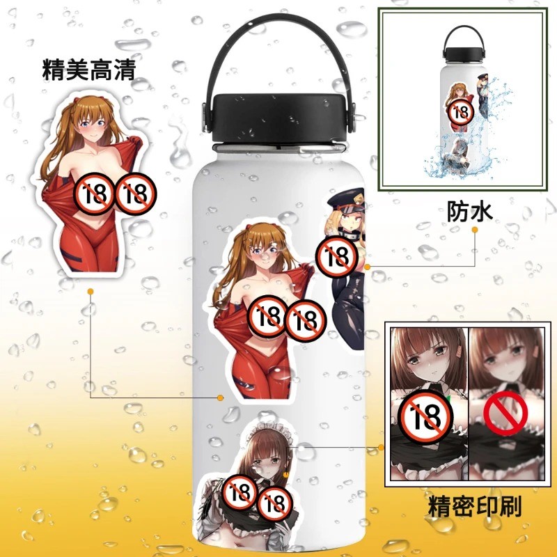 50pcs Sexy Anime Girls Hentai Stickers – Diy Graffiti Decals for Phone, Laptop🔥