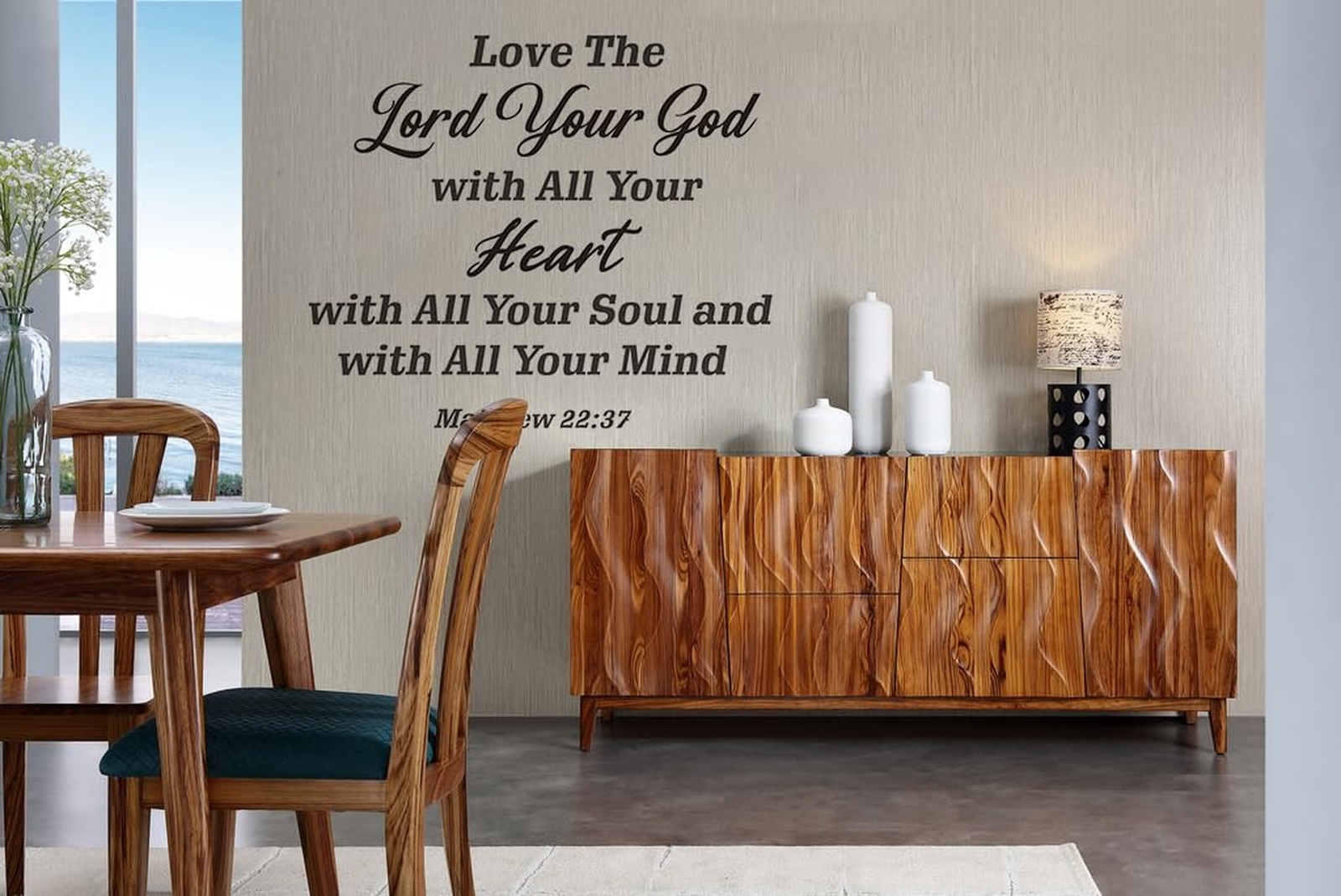 Inspirational Bible Verse Wall Decal Sticker, Love The Lord Your God with All…