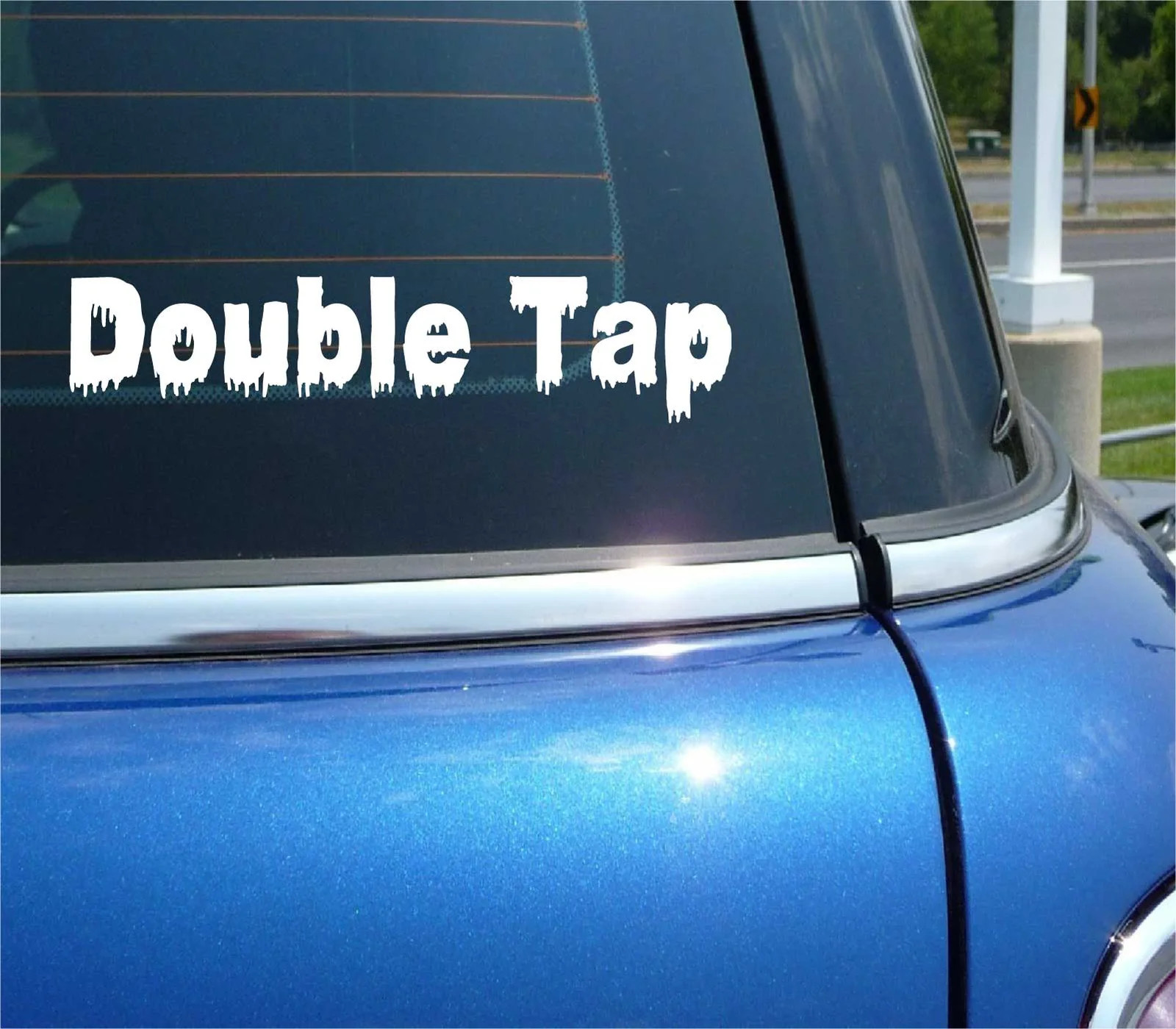 DOUBLE TAP DECAL STICKER FUNNY ZOMBIE KILL KILLER KILLS TWICE BRAIN SHOOT GUN