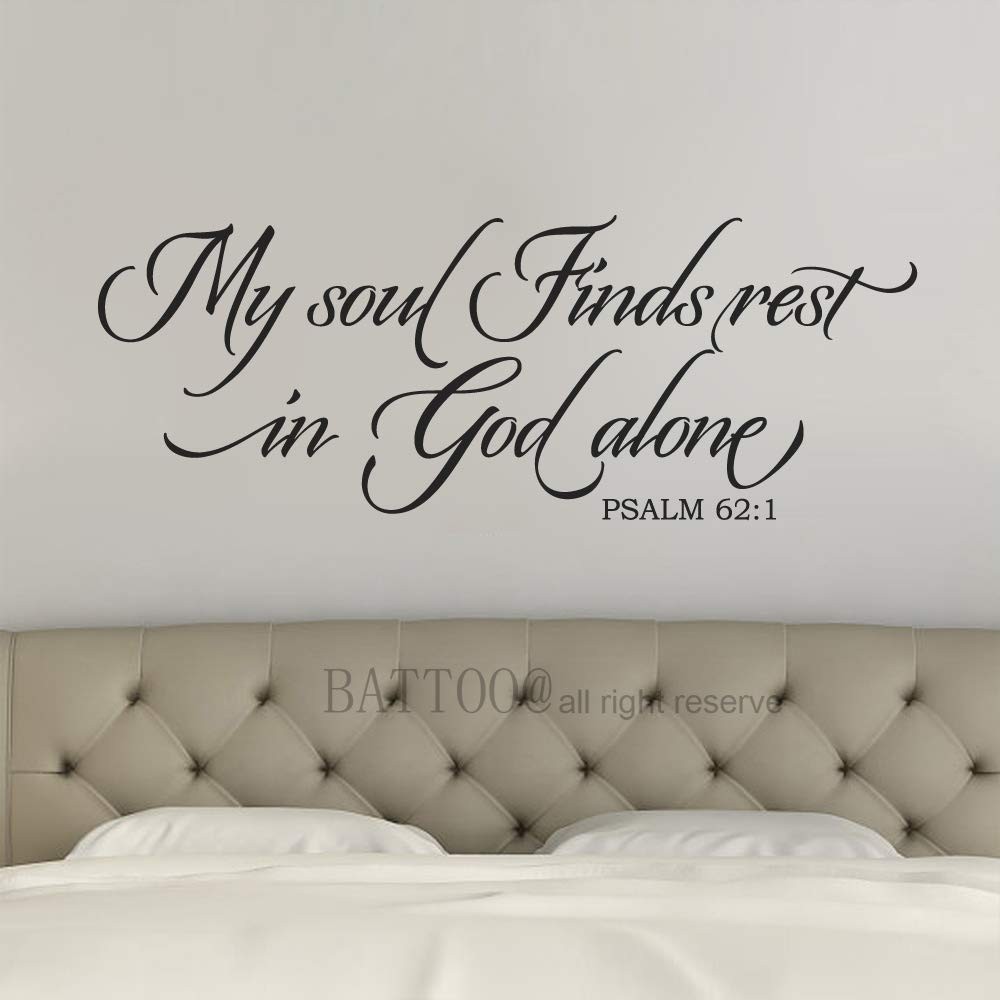 Bible Verse Wall Decal, Psalm 62:1, Black, Vinyl, Typographic, Rectangular, I…