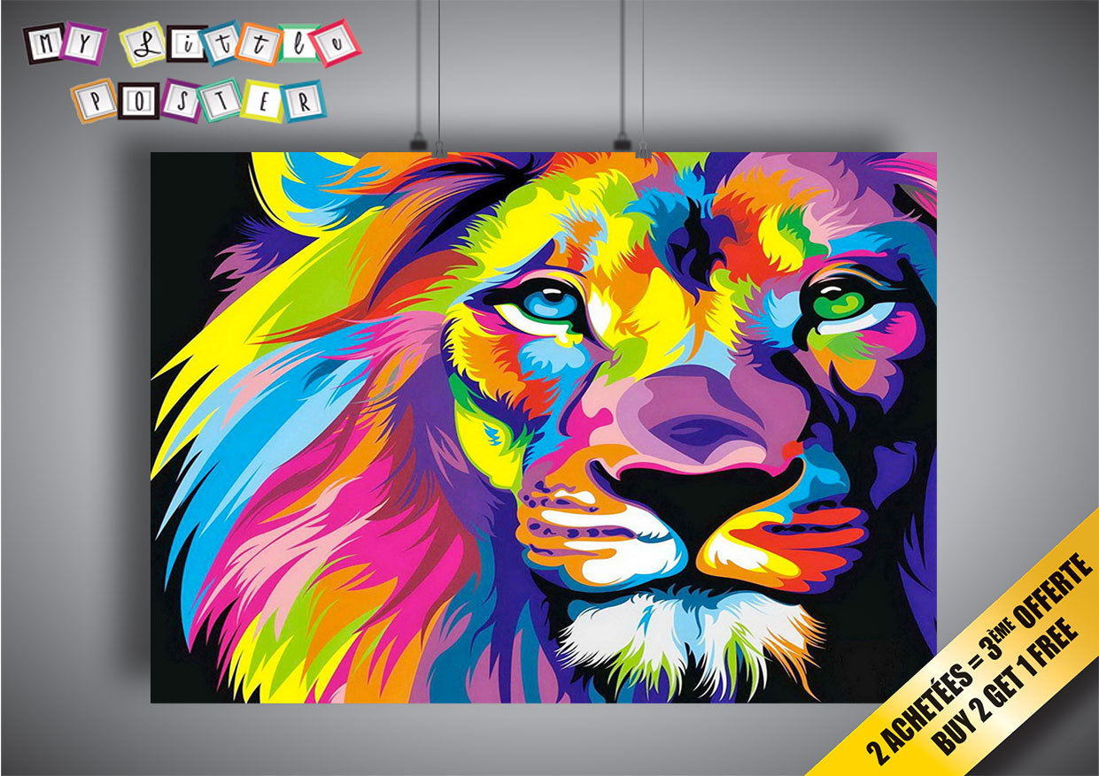 Abstract Lion Poster POP Color