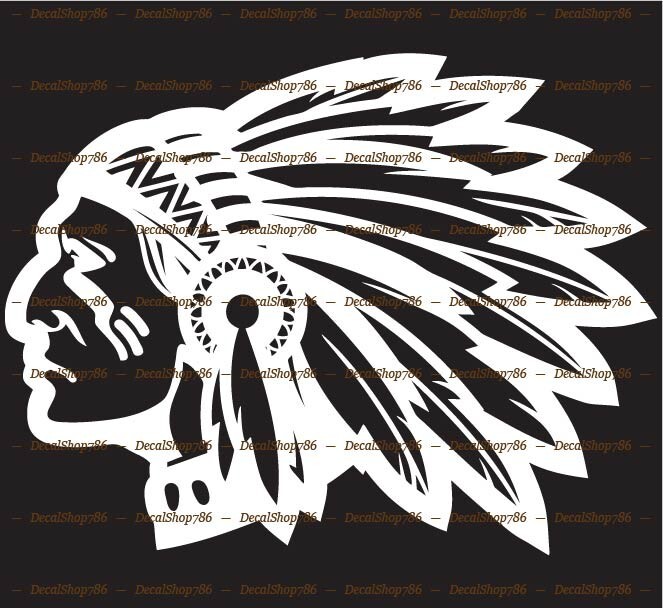 Native American Indian Chief Head – Car/SUV Vinyl Die-Cut Peel N' Stick Decals