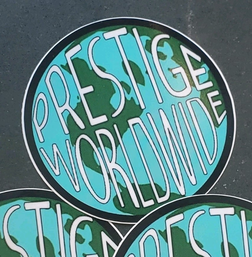 Prestige Worldwide Sticker HEAVY DUTY WEATHER PROOF VINYL WORLDWIDE 🌐 SHIPPING