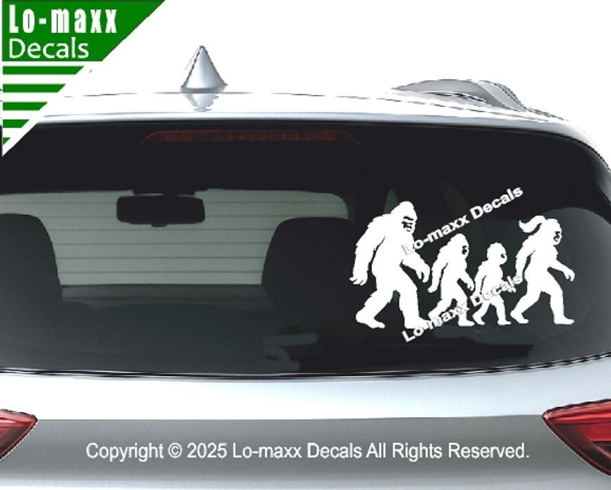 Bigfoot Sasquatch Family Vinyl Decal Die Cut Sticker for Car Truck SUV Window