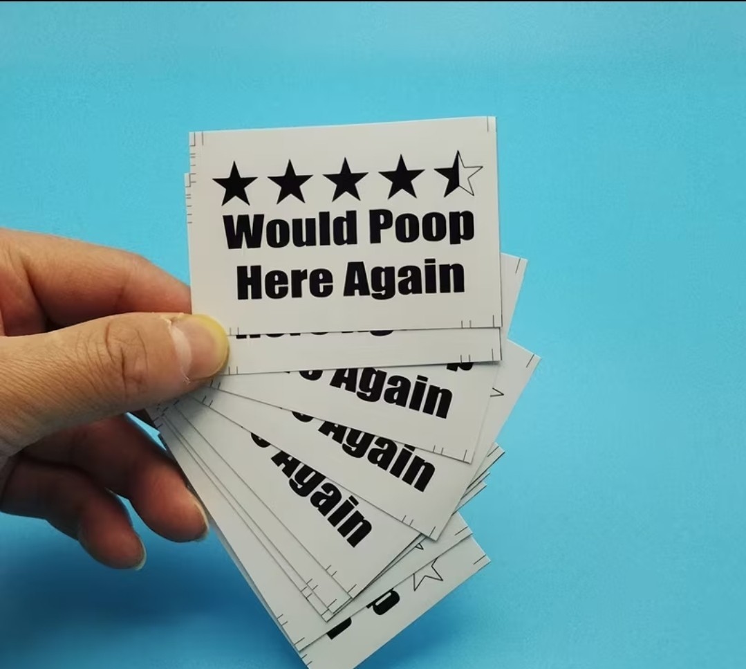 Would Poop Here Again Five 5 stars sticker set 9x decals