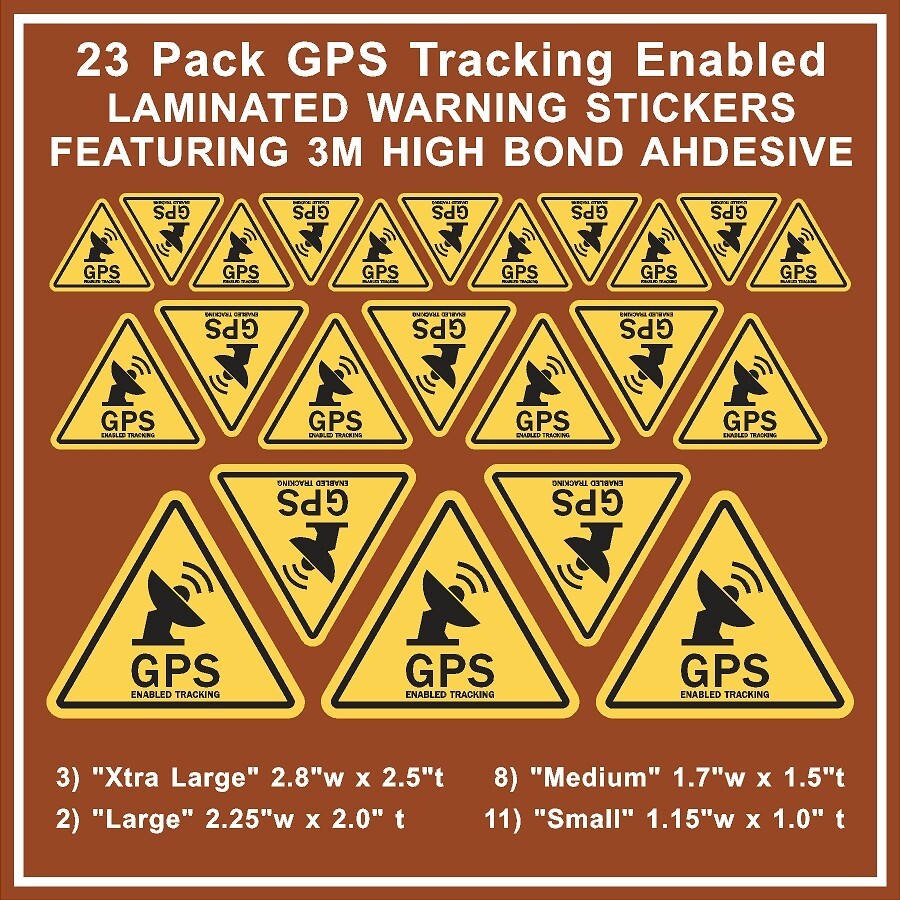 23 PACK GPS Tracking Warning Theft Deterrent Laminated Stickers High Quality