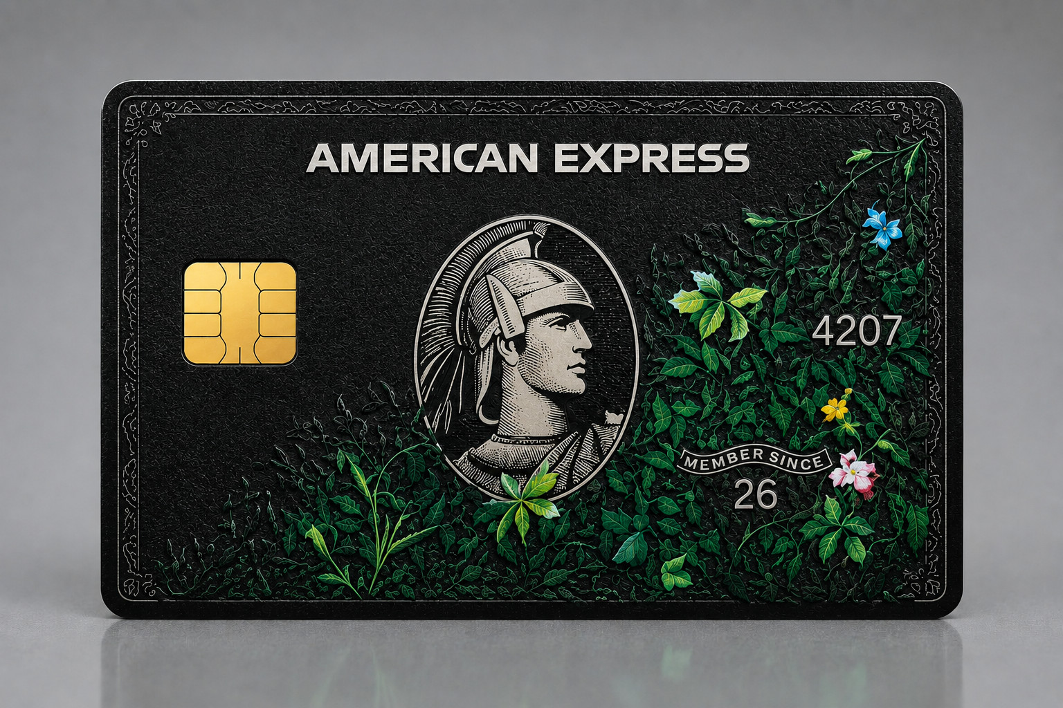 Amex Black Centurion Floral Credit Card Skin Debit Vinyl Sticker