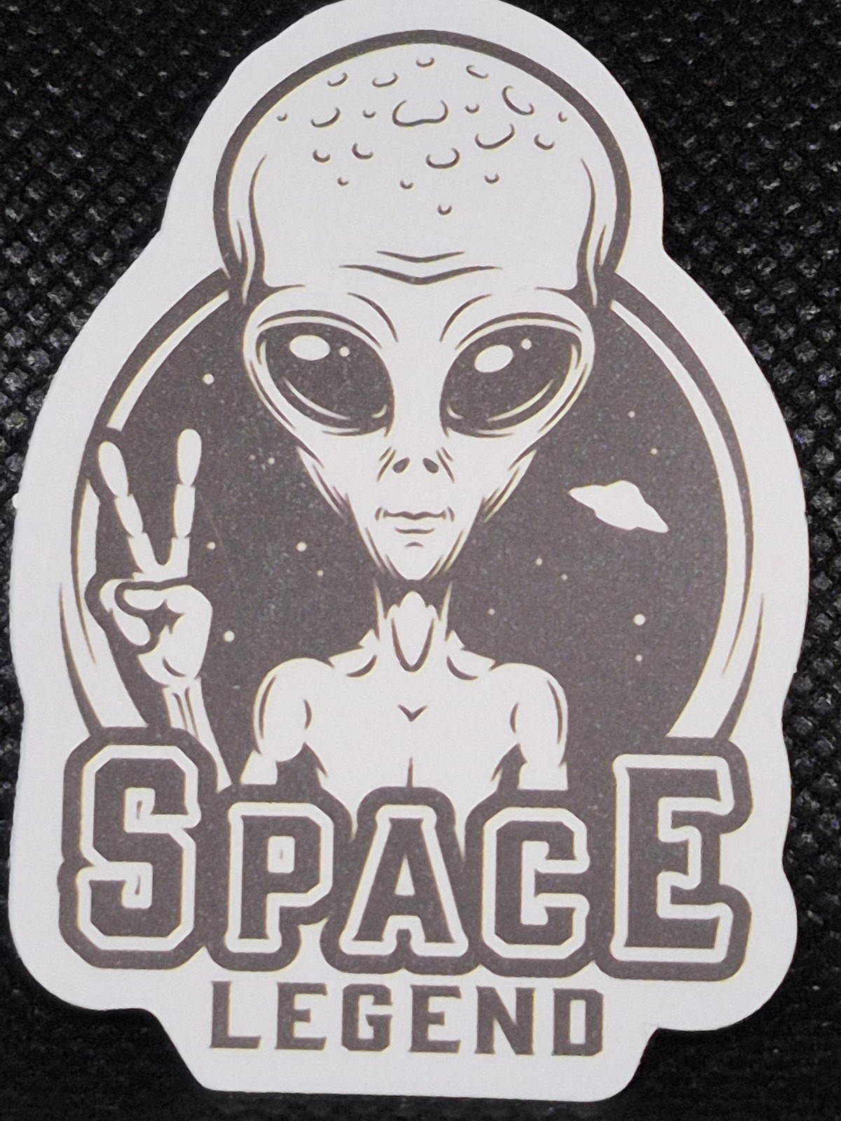 UFO UAP Alien Decal Sticker "Space Legend" Approximately 2.25"×1.5"