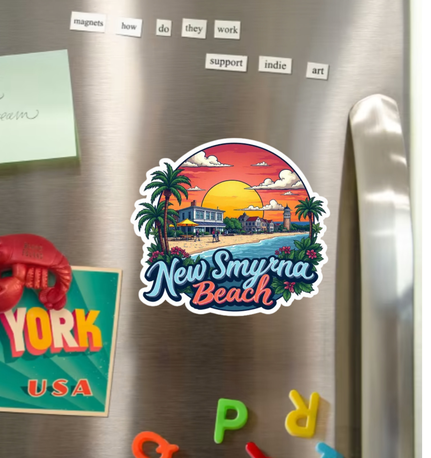 New Smyrna Beach Florida Fridge Magnet or Laptop Sticker