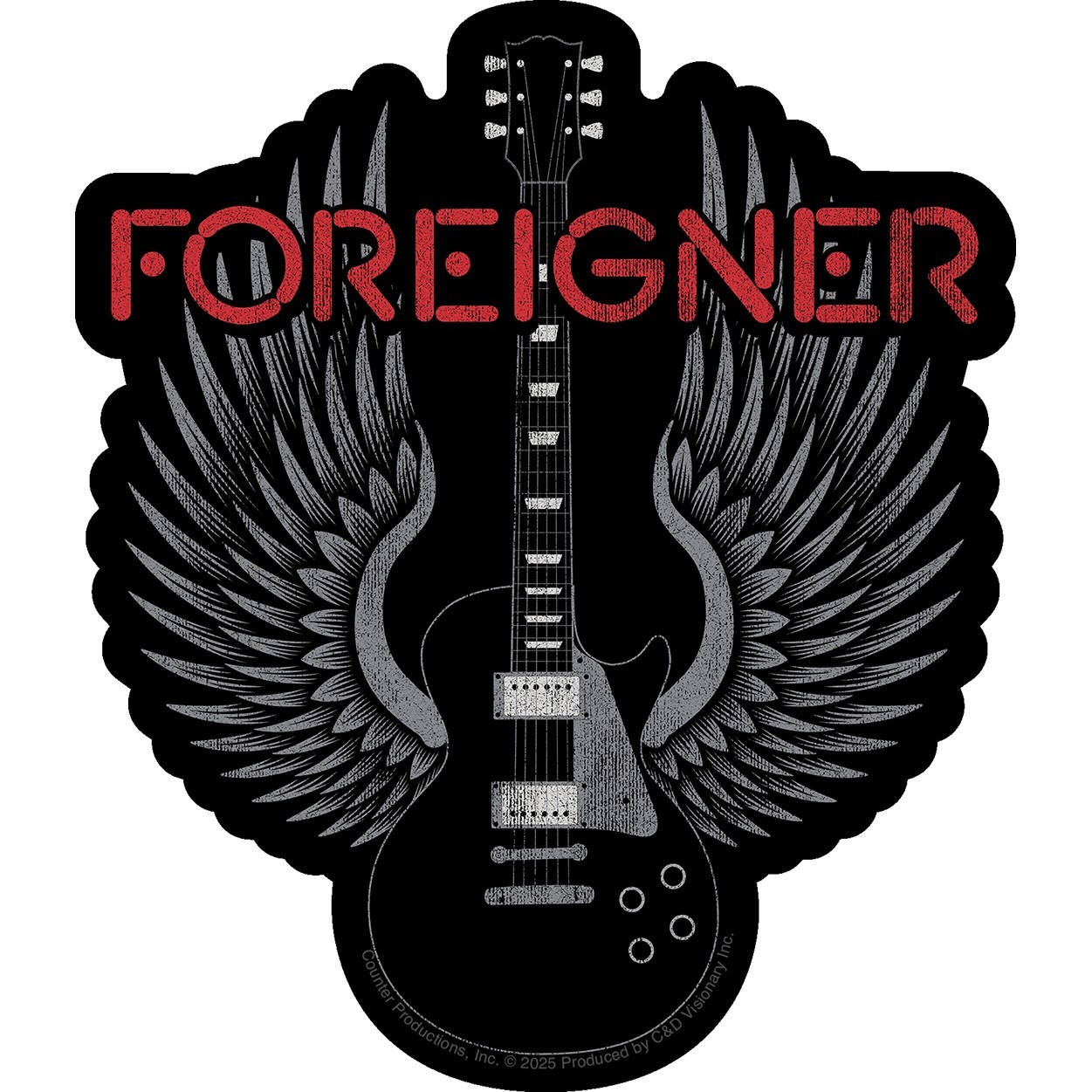 Sticker – Foreigner Guitar Wings Logo Rock Music Band Die-Cut Decal #10402