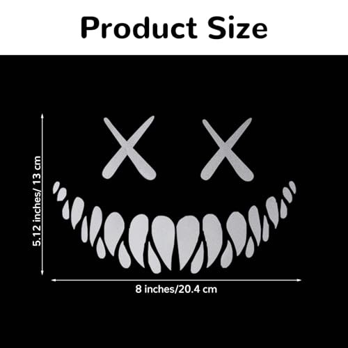3 Pcs Reflective Car Sticker, 8 x 5 Inch Halloween Smile Demon Decal White