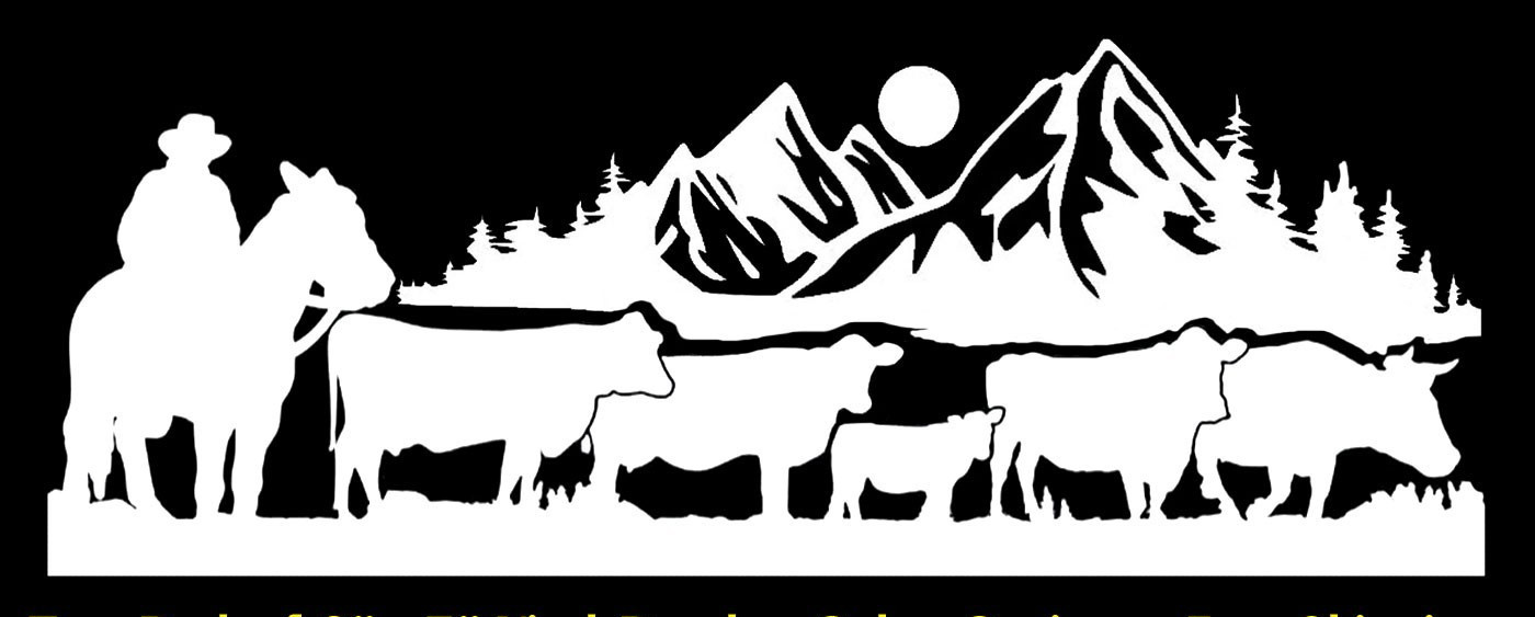 Cowboy Cattle Drive Cow Ranch Farm Scene Two Pack 8" x 3" Vinyl Decals Vehicles