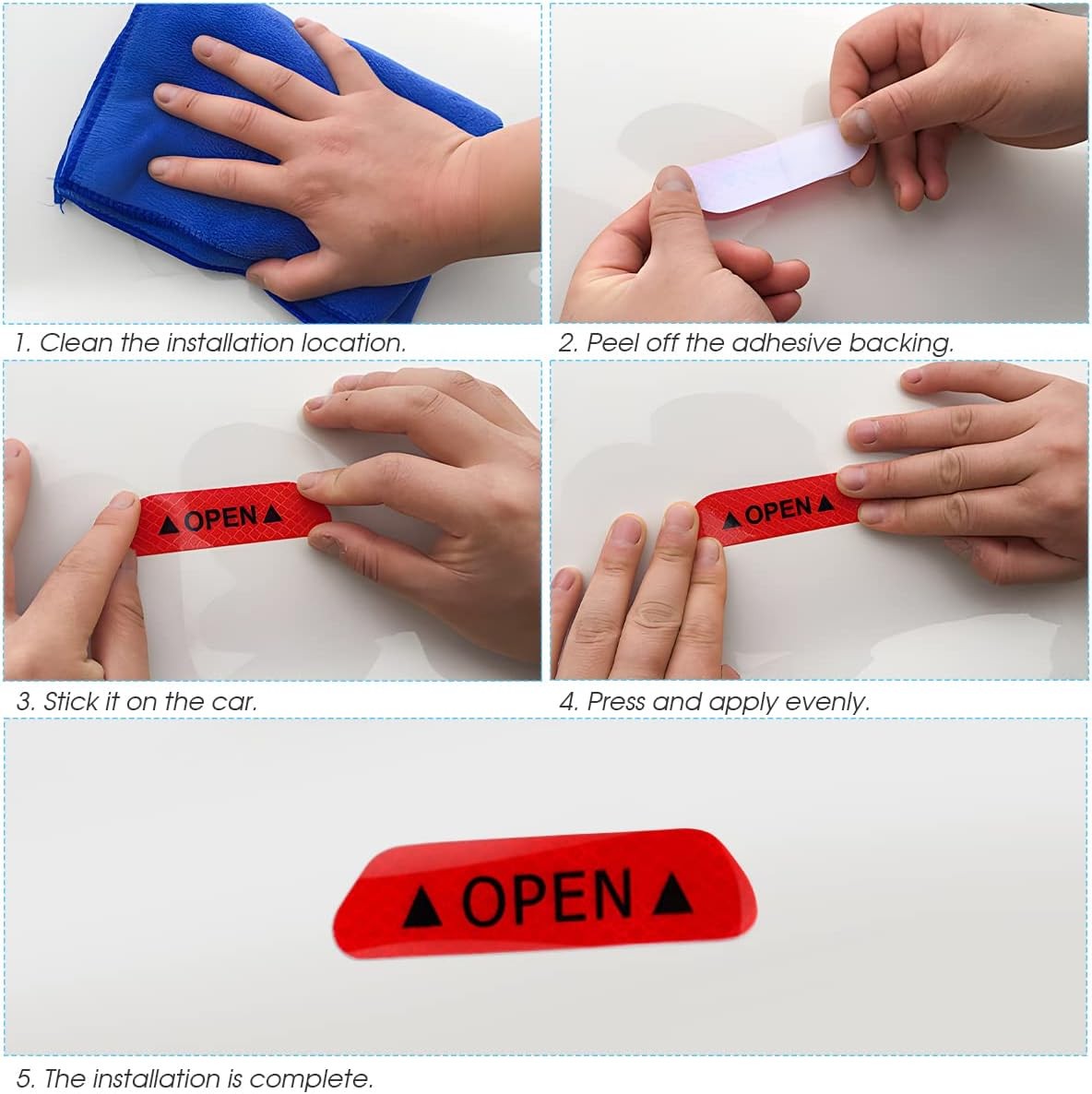 Reflective Car Door Warning Stickers 4 Pack Night Safety Anti Collision