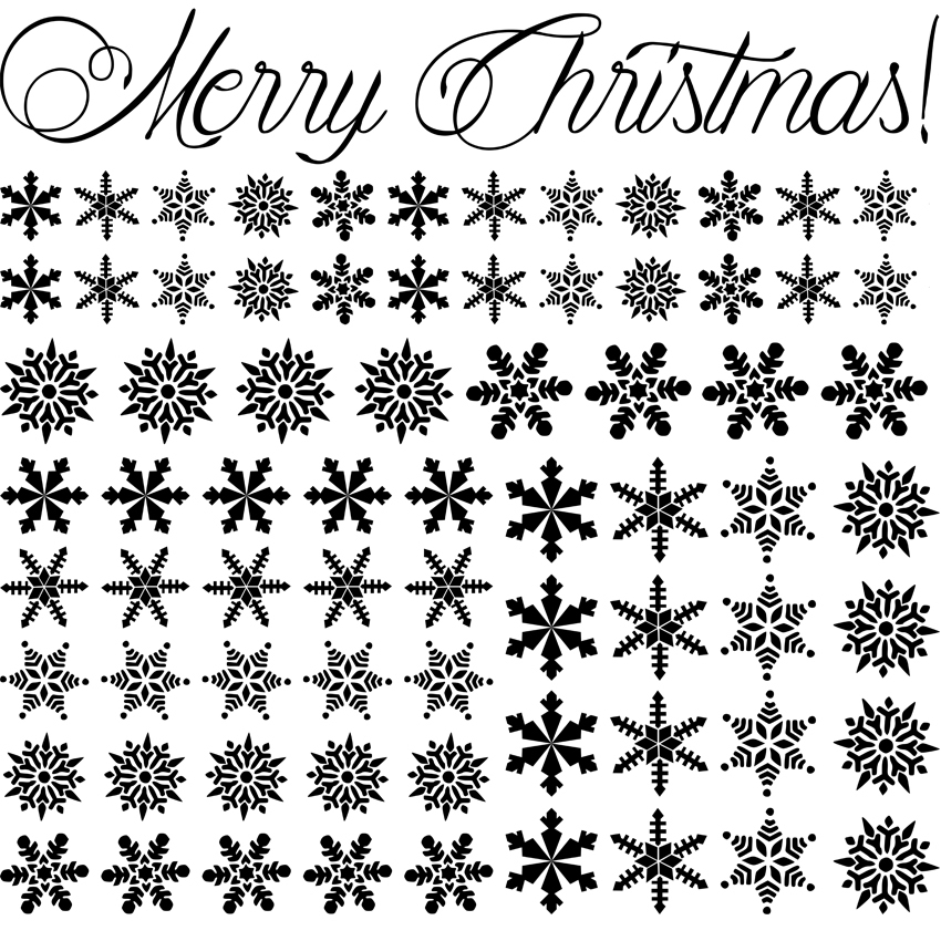 73 Snowflakes & Merry Christmas! Holiday Wall Window Art Vinyl Decal Sticker