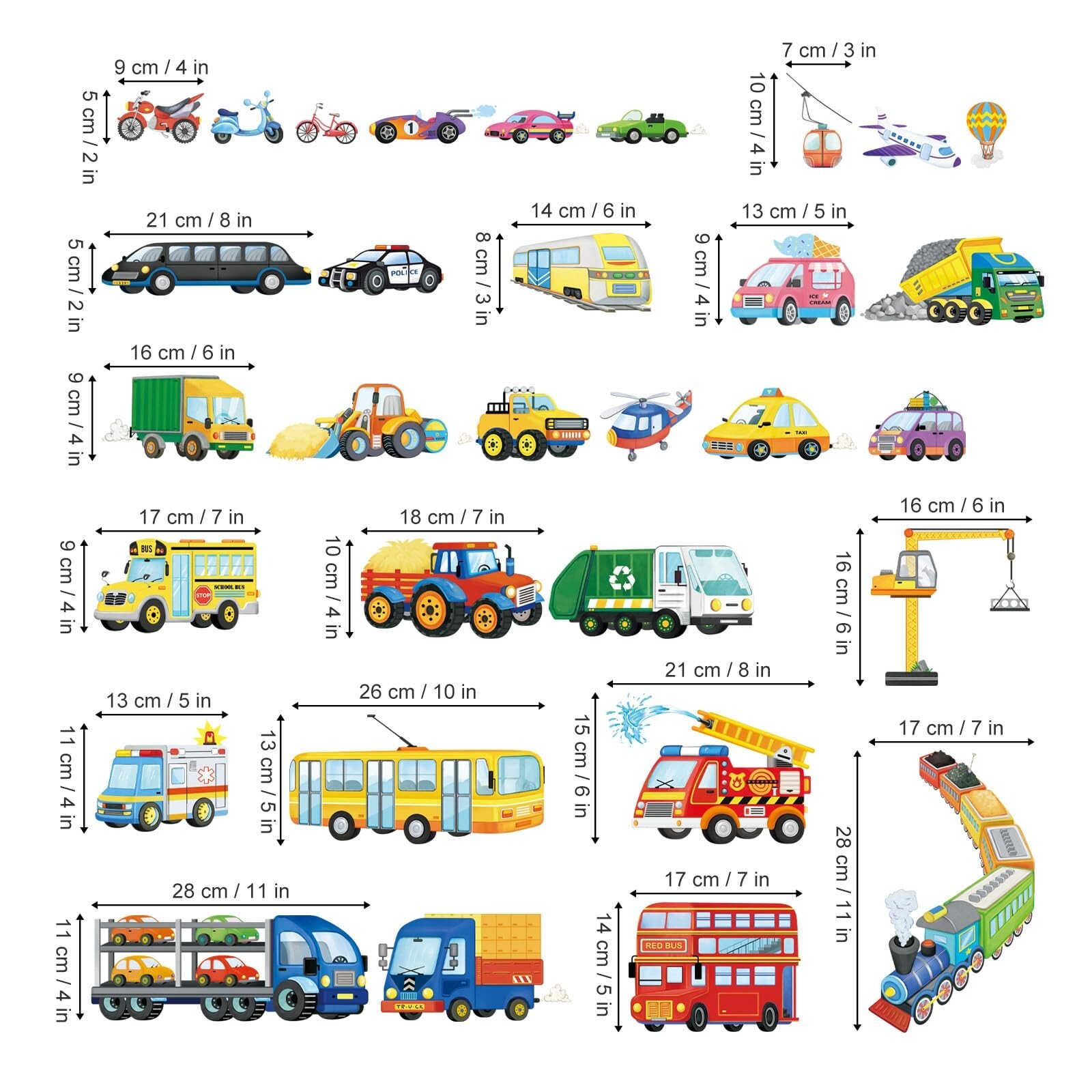 wondever Transport Car Wall Stickers Truck Construction Vehicles Wall Art Dec…