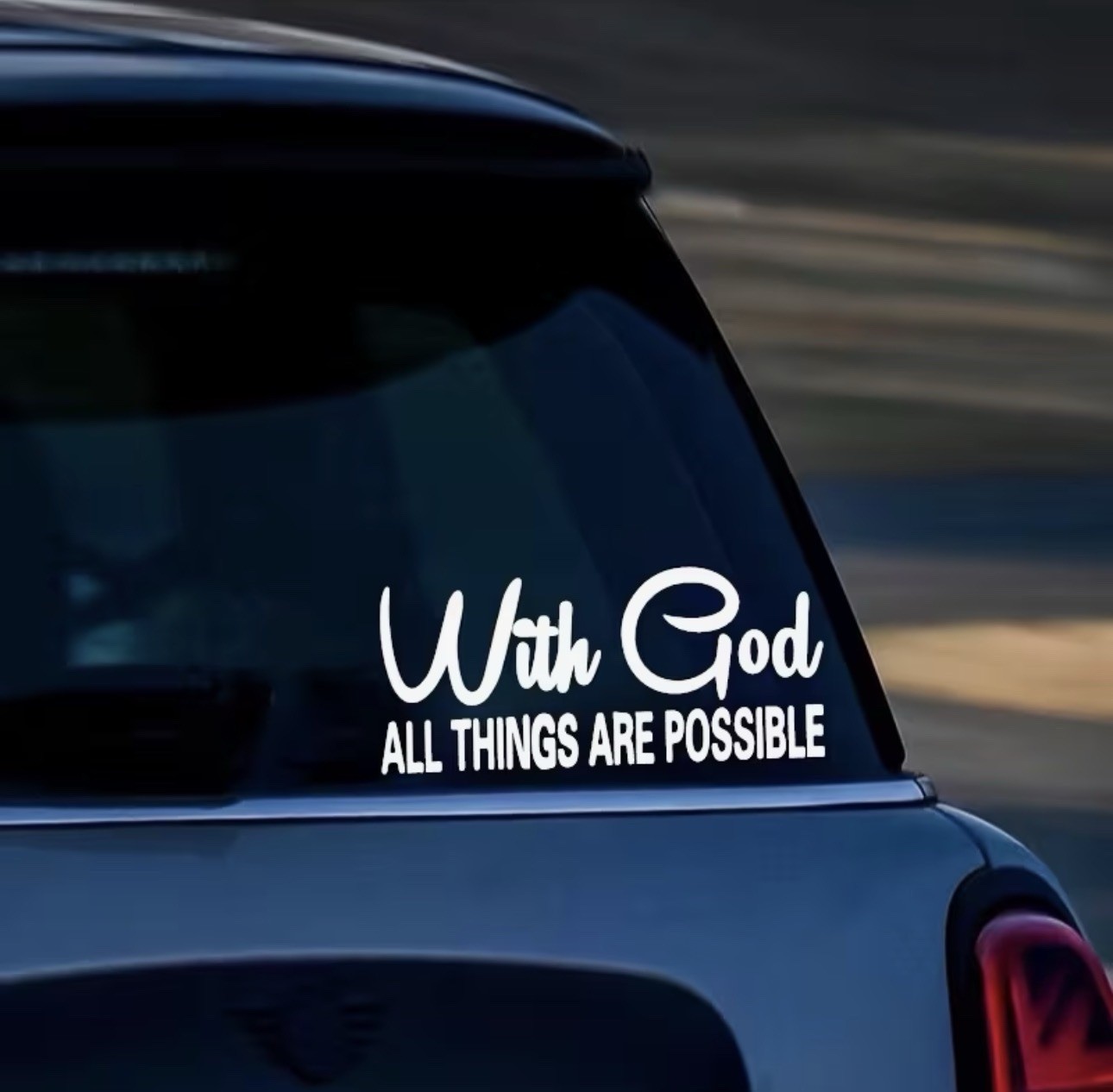 WITH GOD ALL THINGS ARE POSSIBLE 7” Inch WHITE Vinyl Sticker Decal Christian 1PC