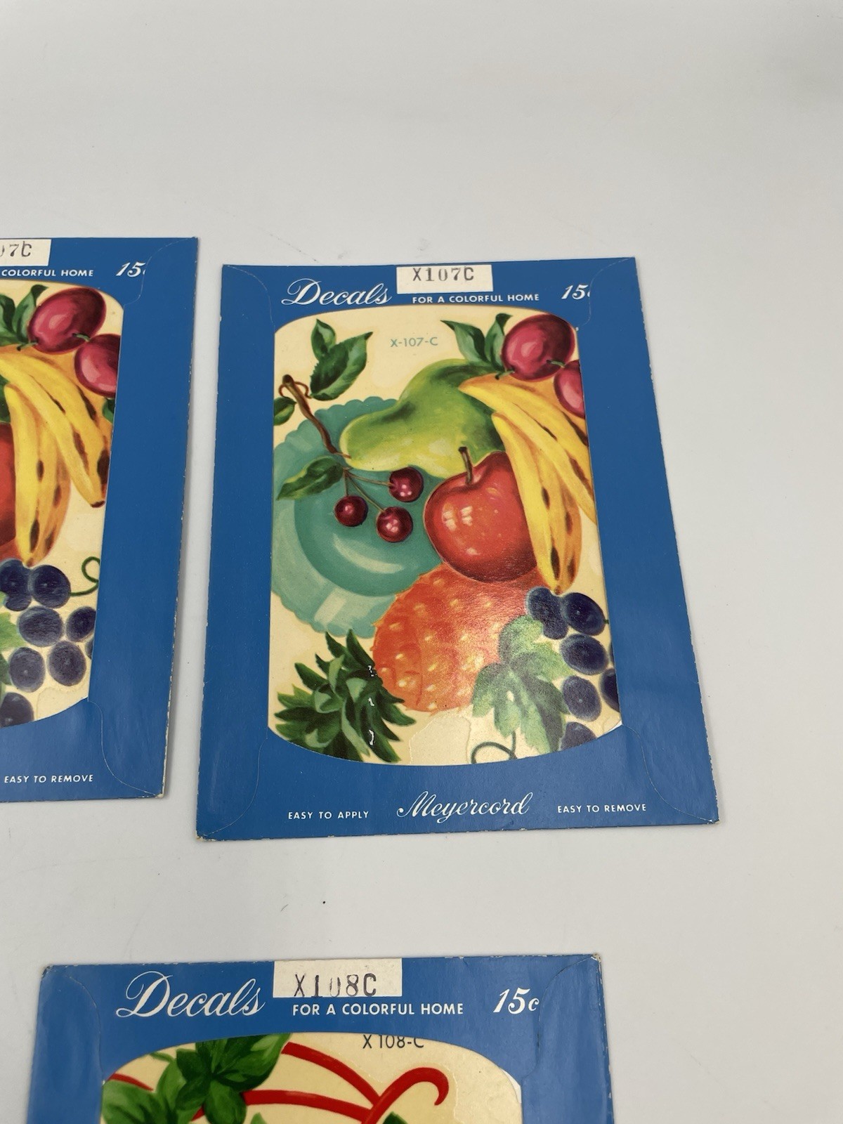 5 Vintage Meyercord Cornucopia Fruit/Floral Decals Lot 1950s Kitchen Decor A8