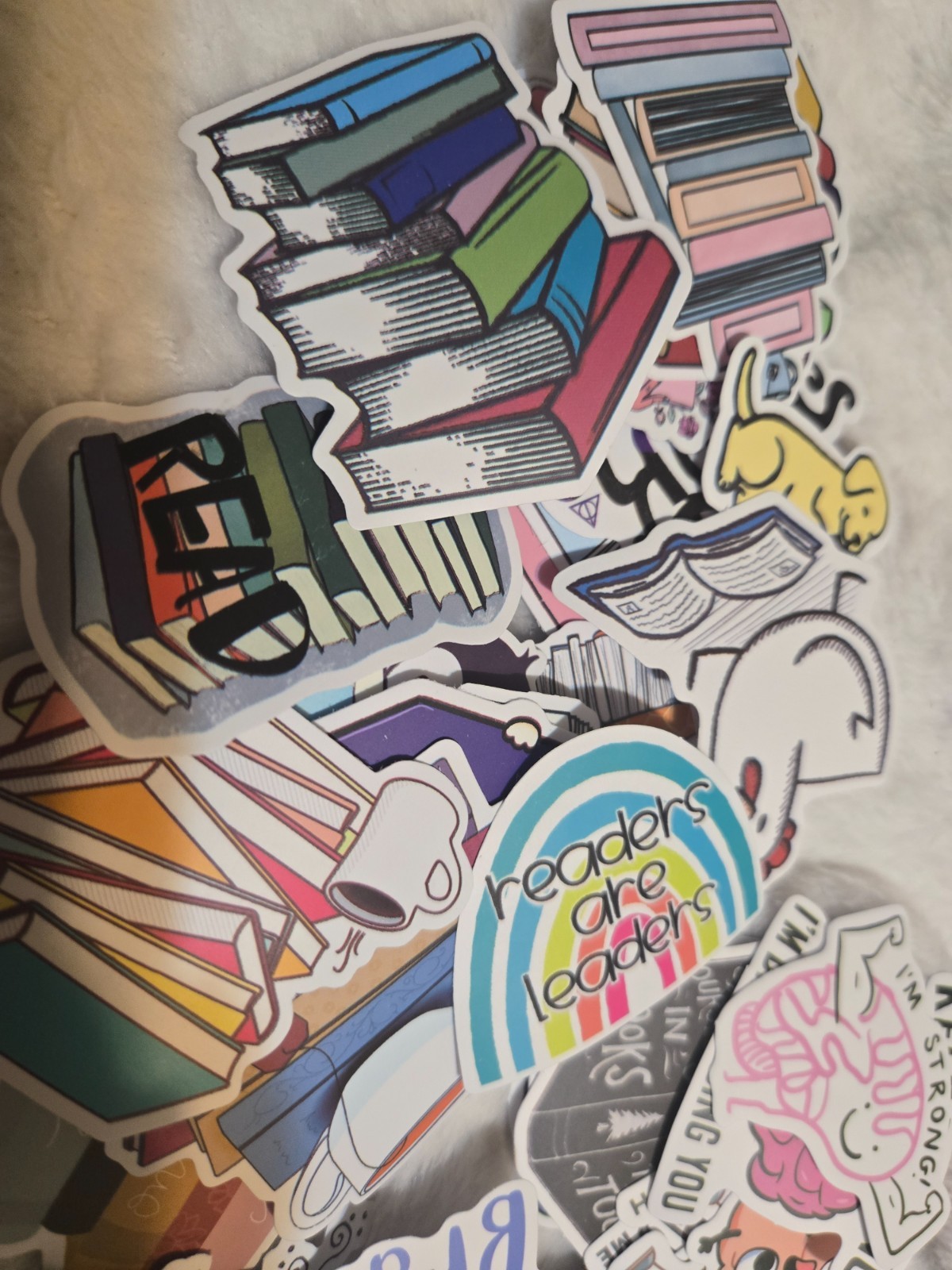 (10 random) Book & Brain Themed Vinyl Stickers for the bookworm in your life.