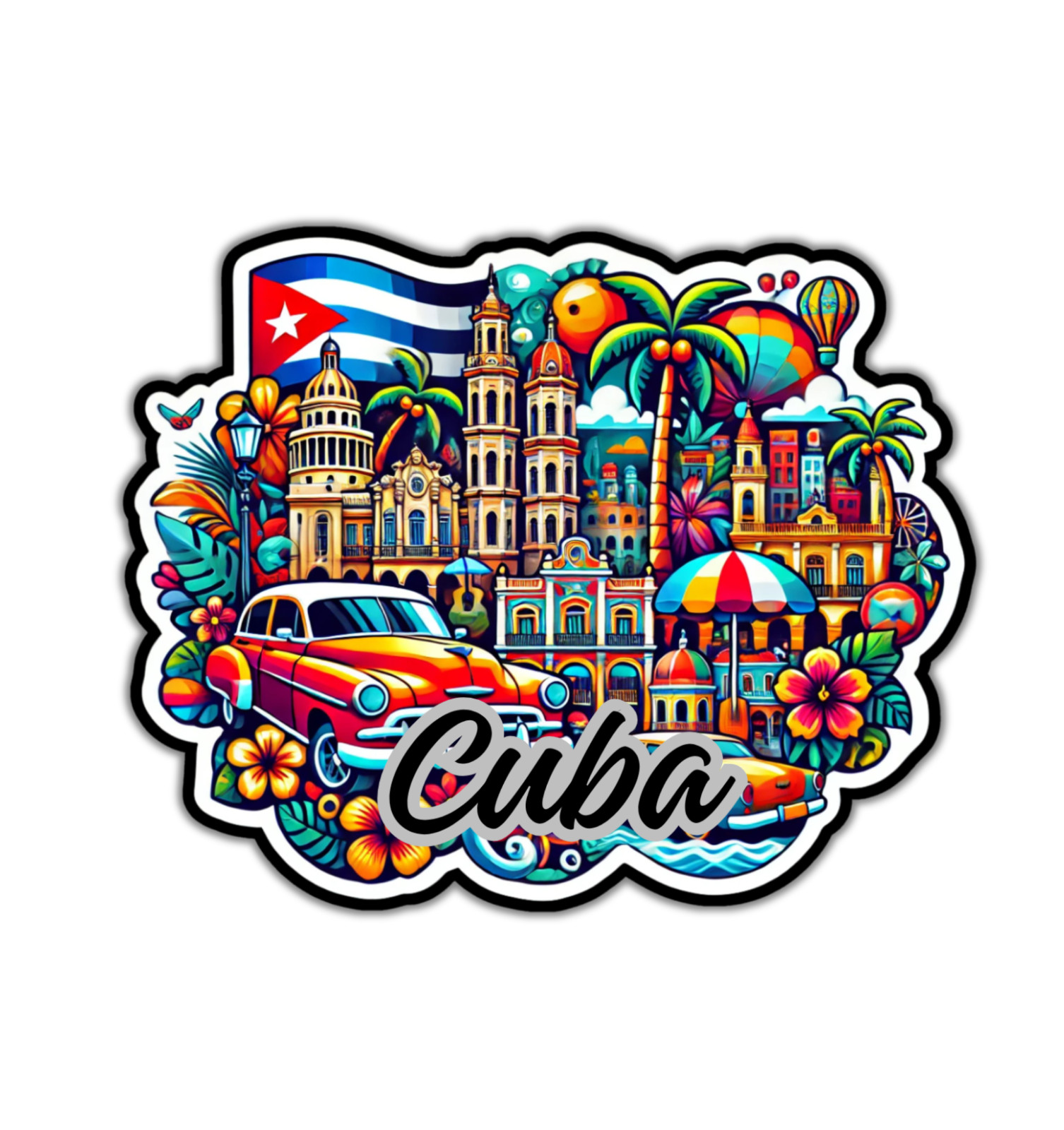 Cuba Fridge Magnet or Laptop Sticker