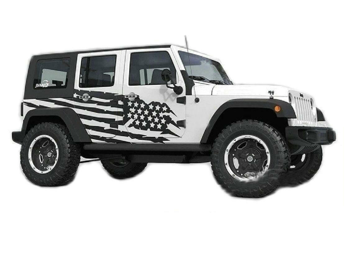 Graphics American Flag Sticker Kit For Jeep Wrangler Rubicon 4 Door Fender Decal