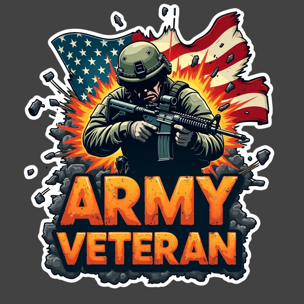 Army Veteran Soldier American Flag Sticker Vinyl Decal Military Patriotic