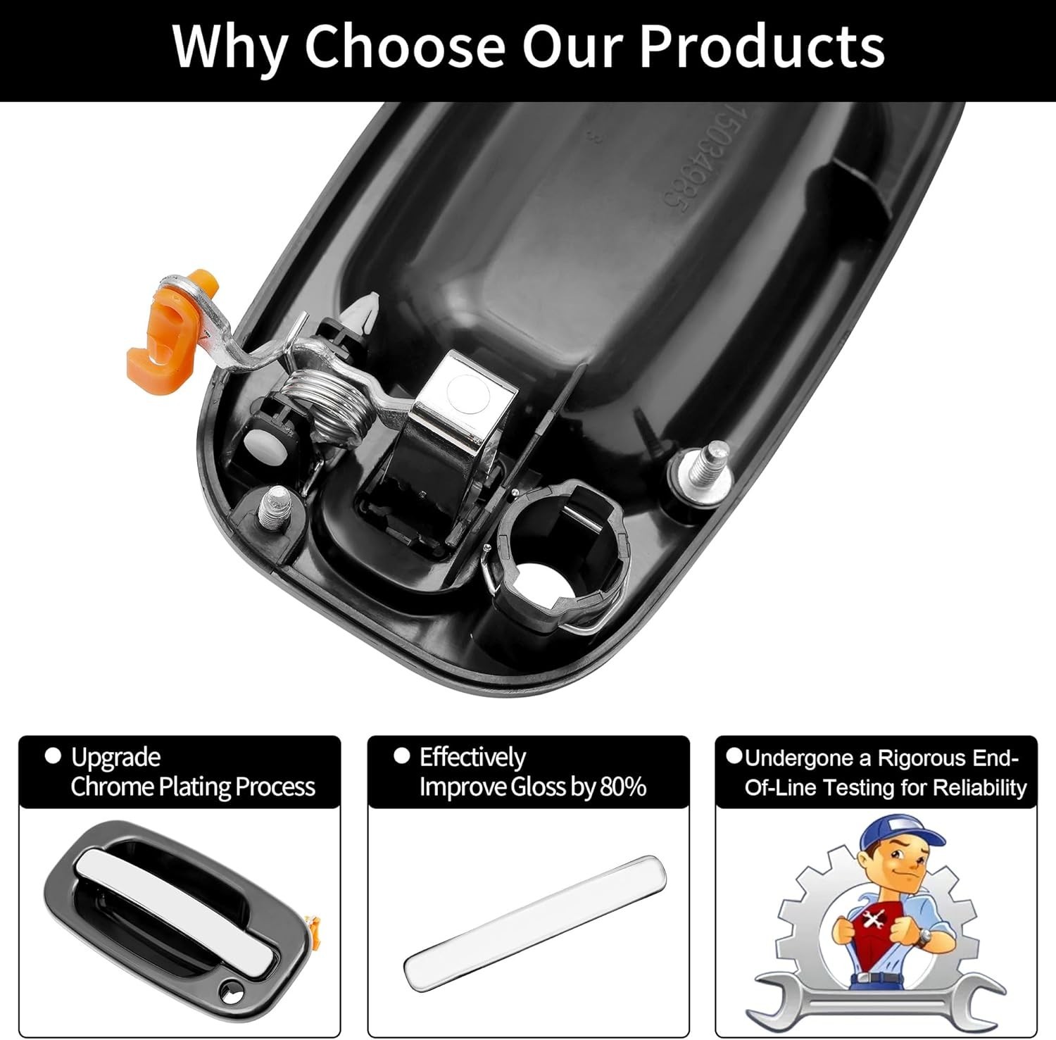 Exterior Door Handles, Compatible with 1999-2007 Chevy Silverado Suburban Tahoe
