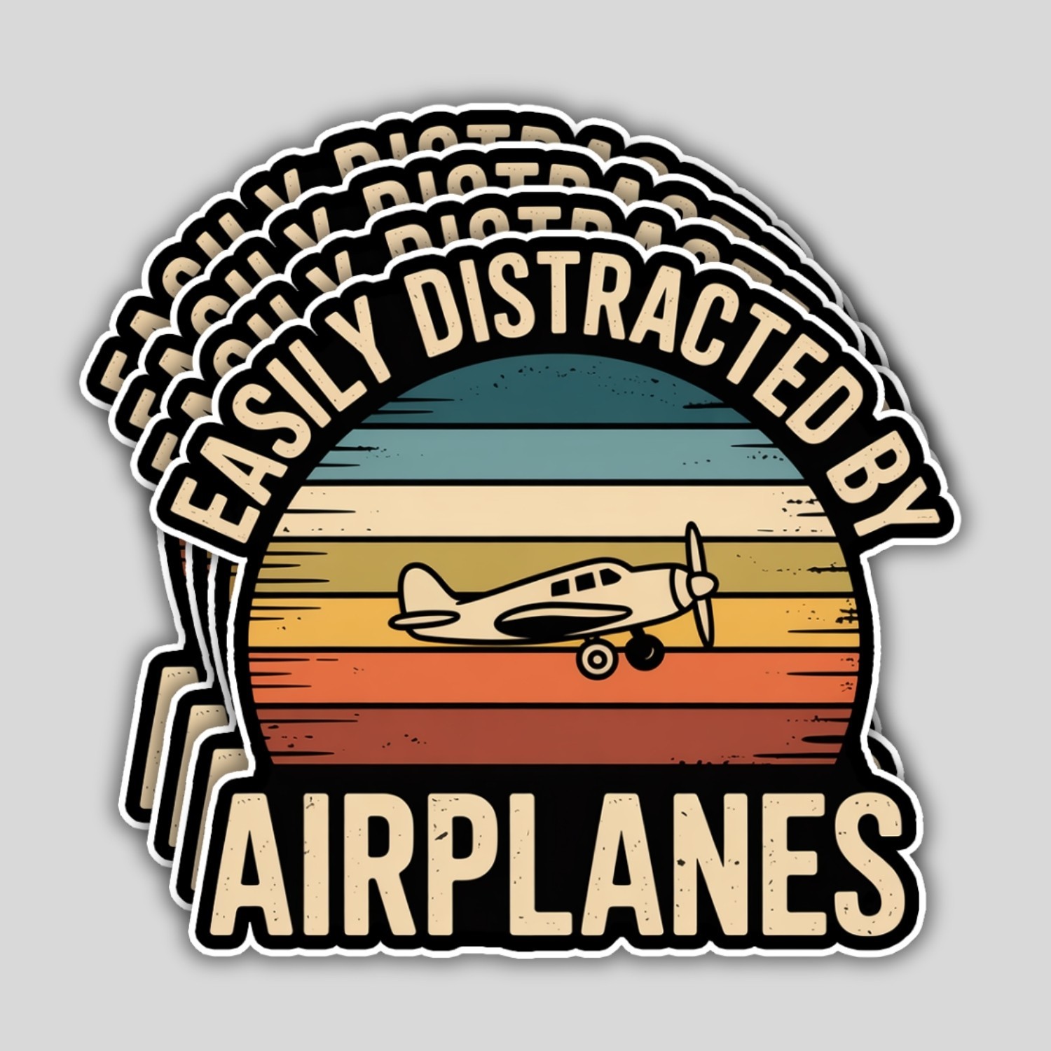 4PCS Easily Distracted by Airplanes Stickers – Funny Aviation Vinyl Decals