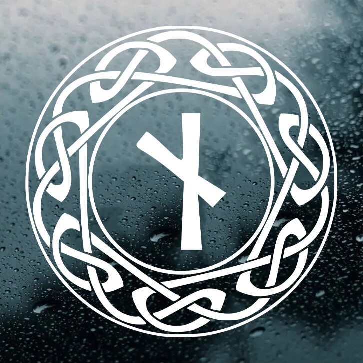 Celtic Knot Circle with Nauthiz Viking Rune Vinyl Decal | Survival Knotwork