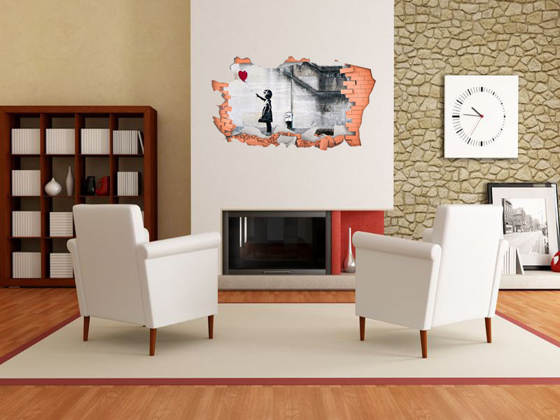 FULL COLOUR Banksy Wall Art, Modern Transfer, PVC Decal, 3D Window, Sticker